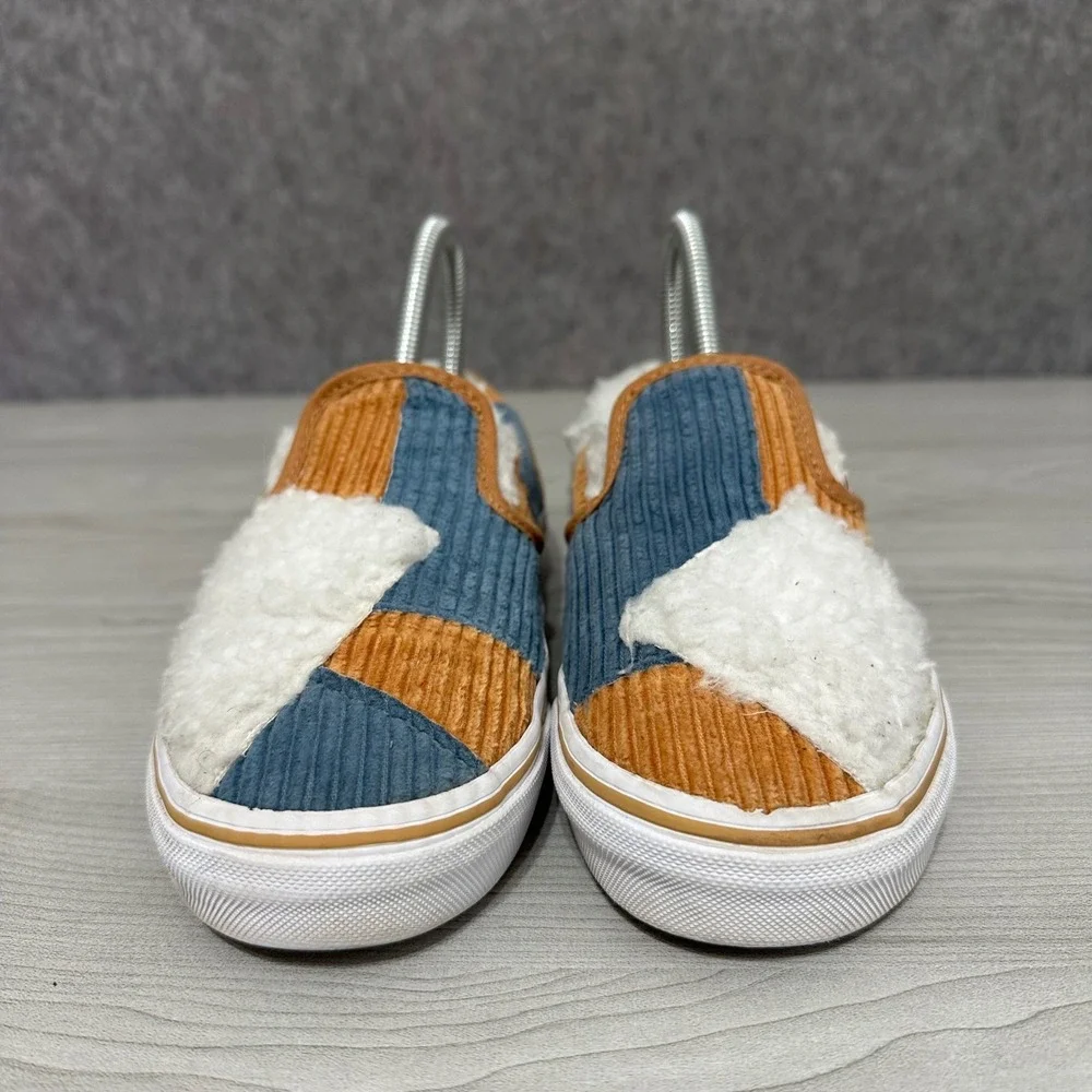Kids Vans Classic‎ Slip On Sherpa Corduroy Patchwork Shoes Size 3 US